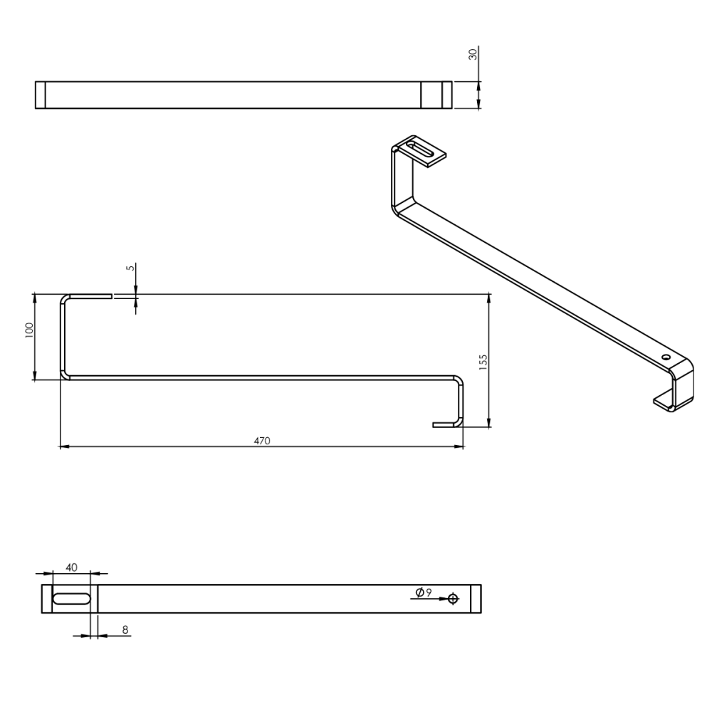 Dachhaken für  Biberschwanz Dächer  Edelstahl 470mm